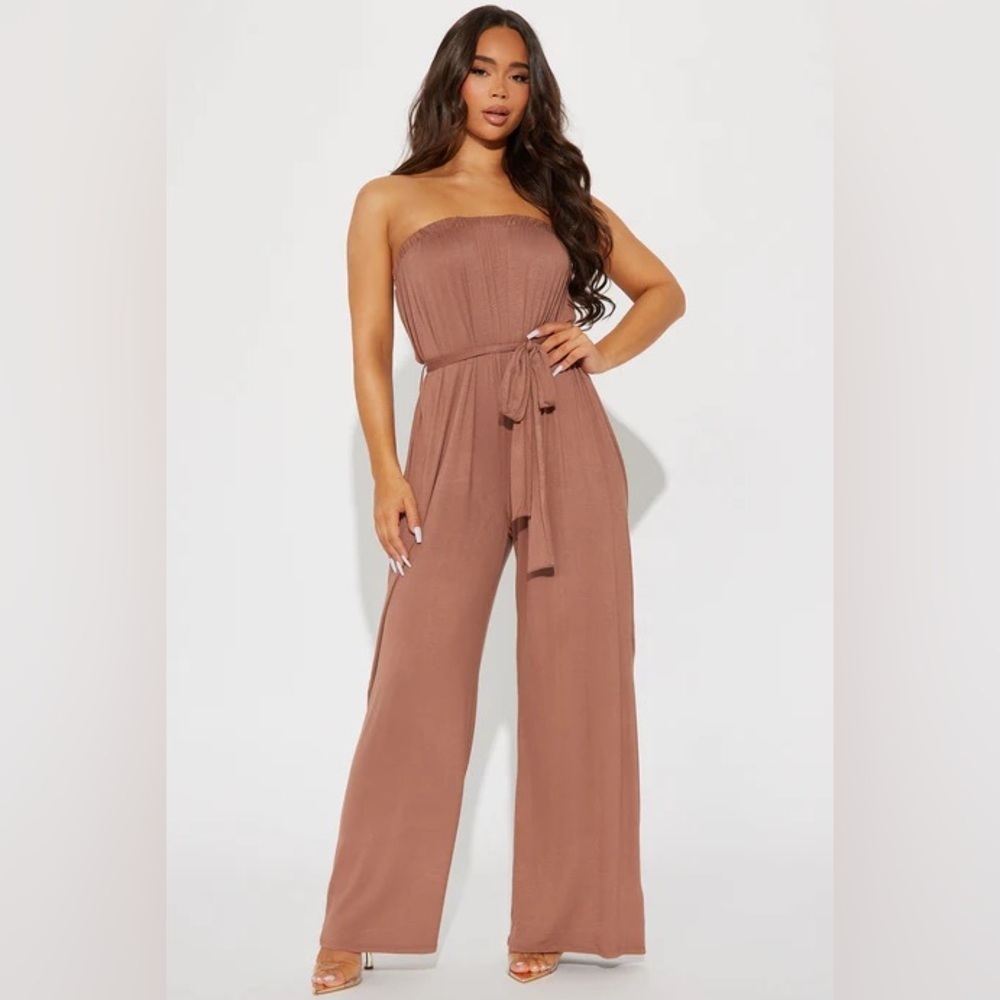 New stay a little longer jumpsuit in mocha